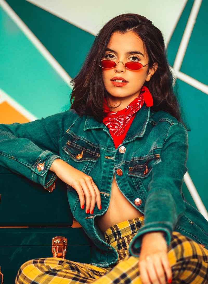 COASION Vintage Small Oval Aesthetic Sunglasses Retro for Women Men Hippie Cool Metal Frame Sun Glasses (Gold Frame/Red Lens) - Image 2
